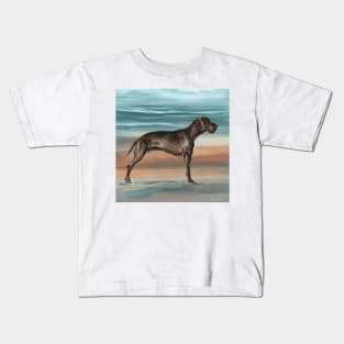 Painting of an Impressive Brown Great Dane on the Beach Kids T-Shirt